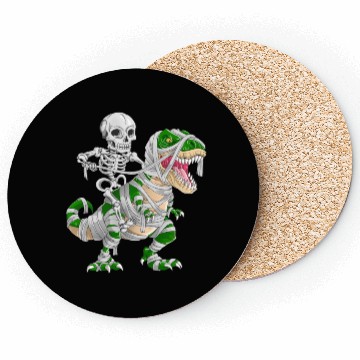 Discover Skeleton Riding Mummy Dinosaur T rex Halloween Coasters