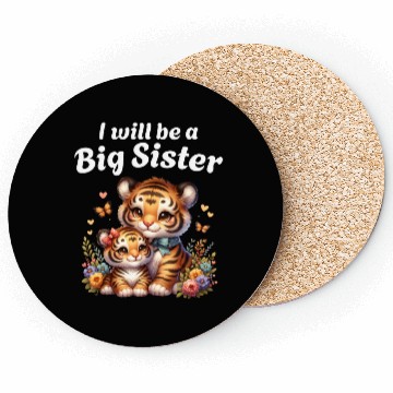 Discover I'm Going To Be A Big Sister Cute Tiger Coasters