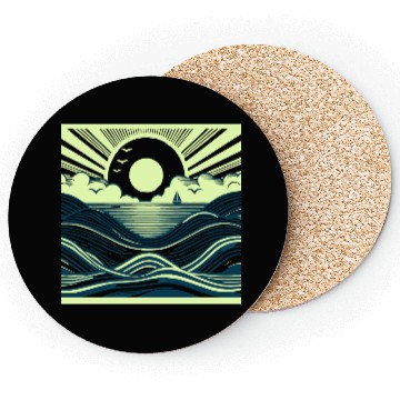 Discover Ocean Sunrise Retro Wave Sailing Coasters
