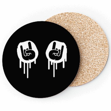 Discover Heavy metal graffiti drop horn finger hand gesture Coasters