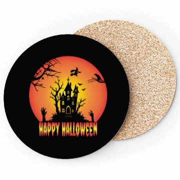 Discover Happy Halloween Vector Typography Graphics Coasters