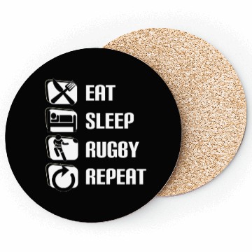 Discover Eat Sleep Rugby Repeat Funny Rugby Player Coasters