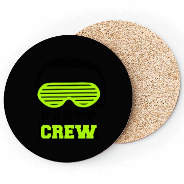 Discover Party Crew Face Team Friends Member Face Text Logo Coasters