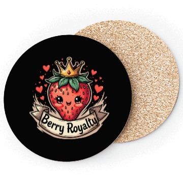 Discover Cute Berry Royalty Adorable Cartoon Fruit Crown Coasters