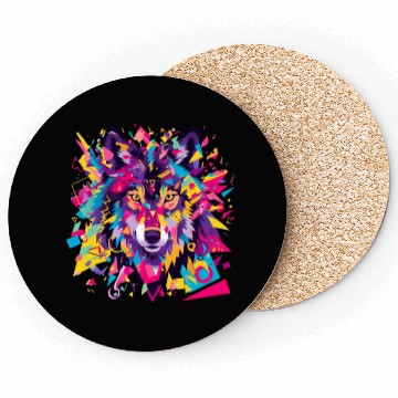 Discover Majestic Pop Art Alpha Wolf - Vibrant Cool Coasters