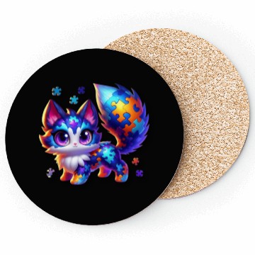 Discover funny cute puzzle fox monster Coasters