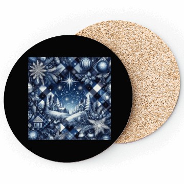 Discover flannel blue and white christmas Coasters