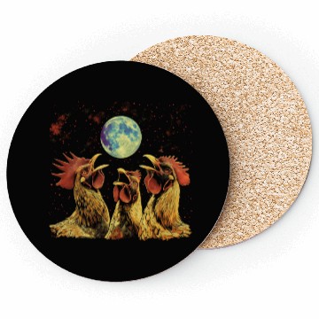 Discover Chicken Farmer Farming Howling Moon Coasters