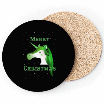 Discover Festive Green Unicorn Christmas Design Coasters
