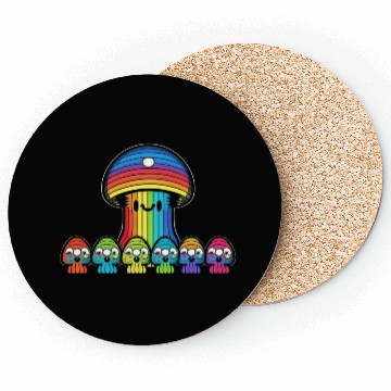 Discover Trippy Rainbow Mushroom Mushies Coasters