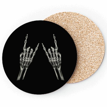 Discover Rock On Rock Star Skeleton Hands Rocker Halloween Coasters