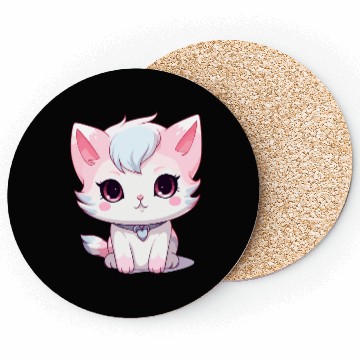 Discover Anime kawaii kitty, cute cat and neko Coasters