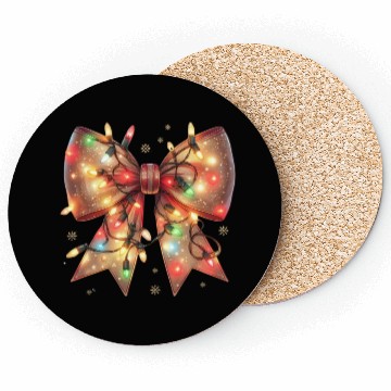 Discover Christmas Light Coquette Bow Coasters