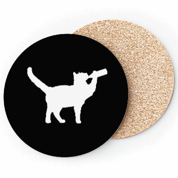 Discover Cat Drinking Funny Beer Bottle Alcohol Fun Party Coasters