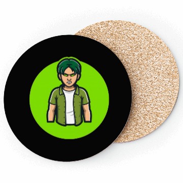 Discover Green Angry Boy Gaming Mascot Avatar Coasters