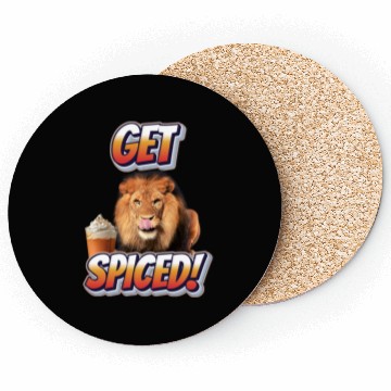 Discover Fierce Lion 'Get Spiced!' Pumpkin Spice Fall Desig Coasters