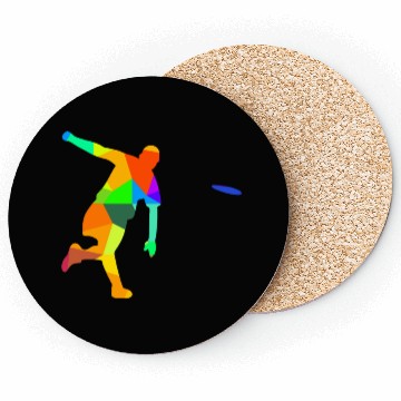 Discover Ultimate Frisbee Rainbow Colors Polygon Sport Coasters