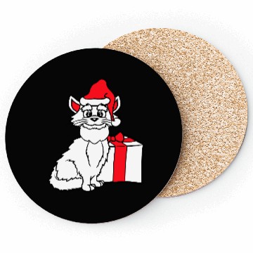 Discover Cute Santa Claus Cat Winter Hat Fun Christmas Gift Coasters