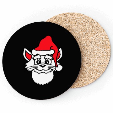 Discover Cute Santa Claus Cat Winter Hat Fun Christmas Gift Coasters