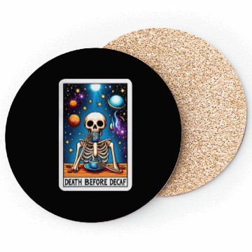 Discover Tarot Card Collection - Death Before Decaf Coasters
