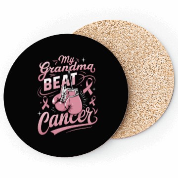 Discover My Grandma Beat Cancer Breast Cancer Awareness Coasters