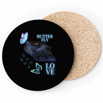 Discover black panther lover butterfly Coasters