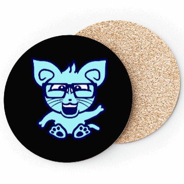 Discover Nerd Cat Horn-rimmed Glasses Geek Smart Kitten Fun Coasters