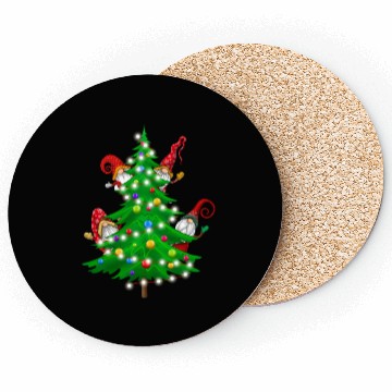 Discover Christmas Gnomes Funny Tree Holiday Coasters