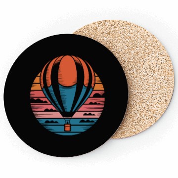 Discover Colorful Hot Air Balloon Over Sunset Clouds Coasters