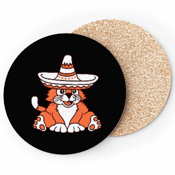 Discover Sombrero Hat Cat Funny Cool Mexican Culture Kitten Coasters