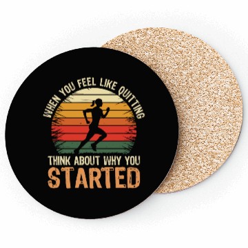 Discover Motivational Runner Vintage Think About Running Coasters