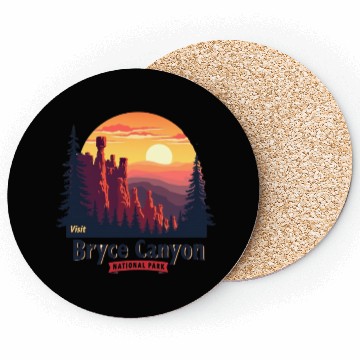 Discover Bryce Canyon National Park Retro Illustraion V 02 Coasters