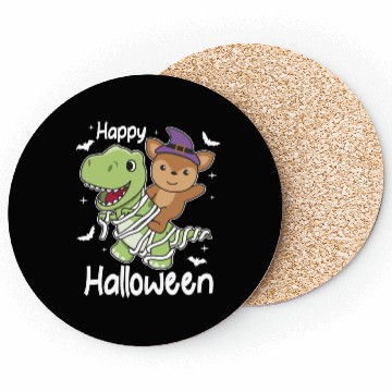 Discover Deer Happy Halloween T-rex Mummy Costume Coasters