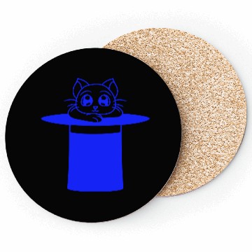 Discover Magical Enchanted Top Hat Cylinder Wizard Cat Sir Coasters