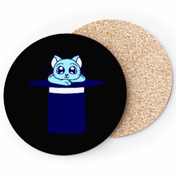Discover Magical Enchanted Top Hat Cylinder Wizard Cat Sir Coasters