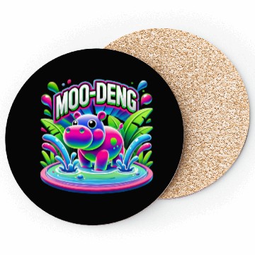 Discover Moo-Deng Hippo Bright Splashy Jungle Cartoon Coasters