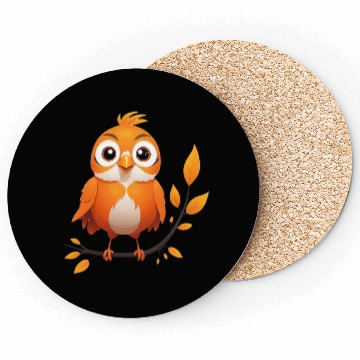Discover Orange Little Bird - Elegant Bird Design on Branch Coasters