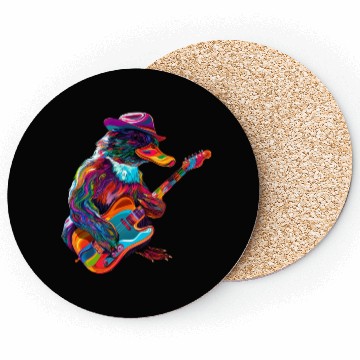 Discover Platypus Mammal Guitar Cowboy Hat Popart Coasters