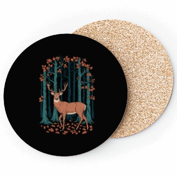 Discover Cottagecore Deer and Autumn Forest Scene Coasters