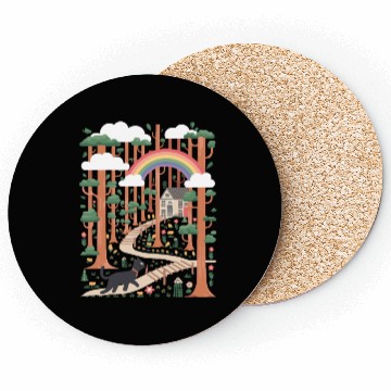 Discover Cottagecore Serene Forest Rainbow Path Coasters