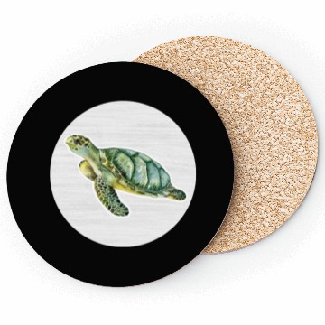 Discover Green Turtle Watercolor Drawing Coasters