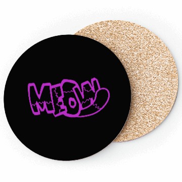 Discover Funny Meow Cat Cartoon Text Quote Comic Letters Coasters