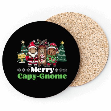 Discover Merry Cap-Gnome Capybara Christmas Coasters