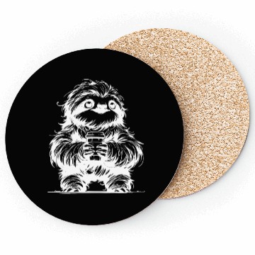 Discover Morning Coffee Sloth Pencil Sketch Coasters