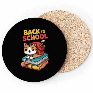 Discover Playful Cat Back to School Illustration Coasters