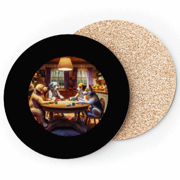 Discover Dogs Playing Kitchen Poker Coasters
