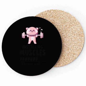 Discover Weightlifting Cat Installing Muscles Gym Coasters