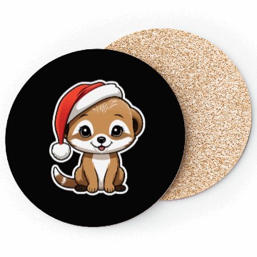 Discover meerkat with a santa hat Coasters
