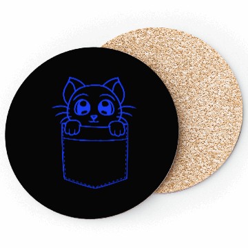 Discover Small Little Cute Cat Kitten In Chest Pocket Bag Coasters