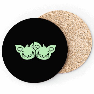 Discover Two Happy Cats 2 Friends Love Couple Kitten Team Coasters